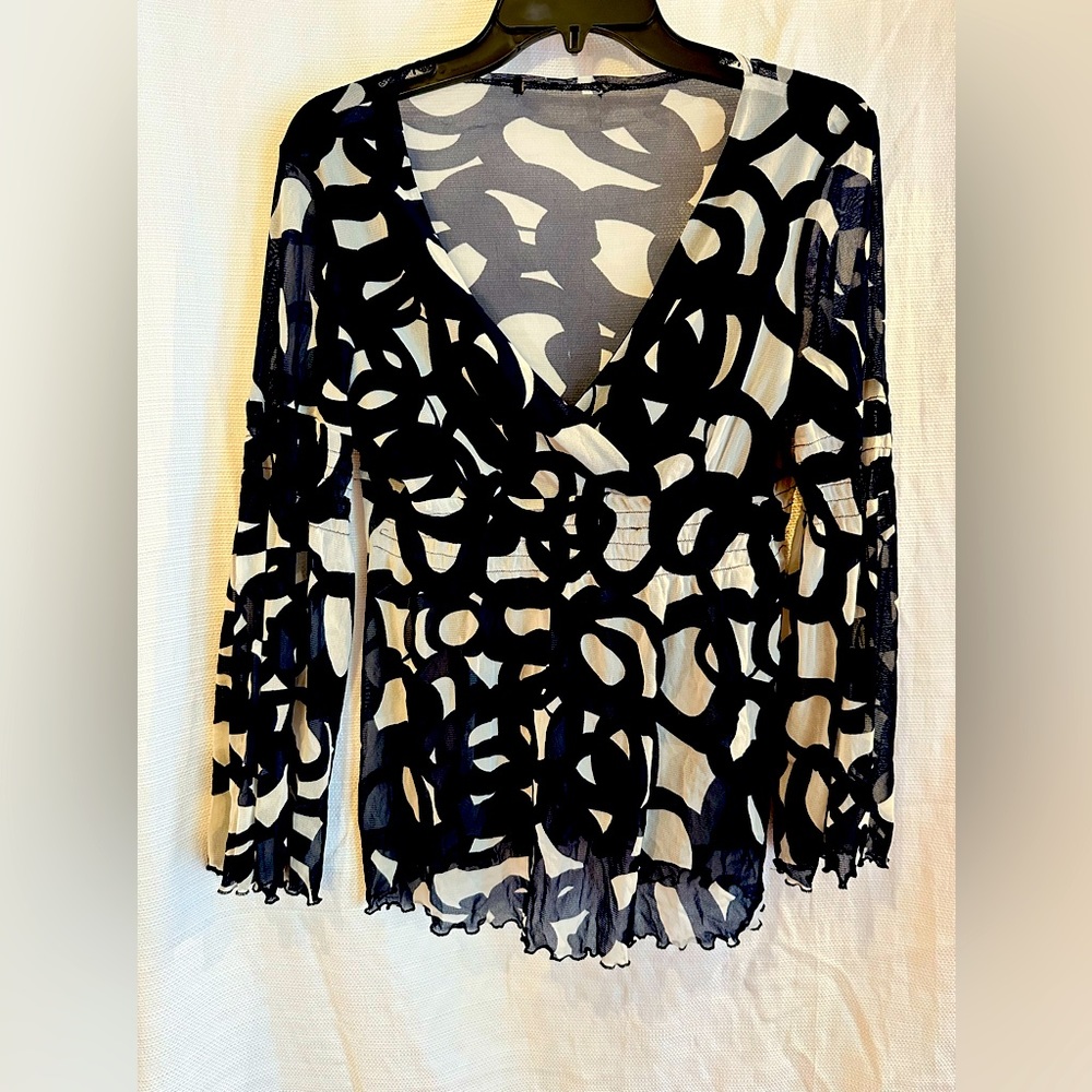 Navy and cream sheer top